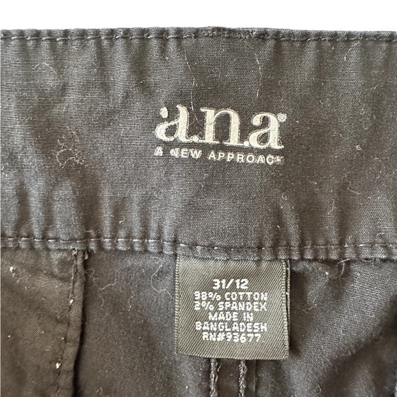 a.n.a. black twill chino shorts flat front size 12/31 4" inseam - Picture 4 of 10